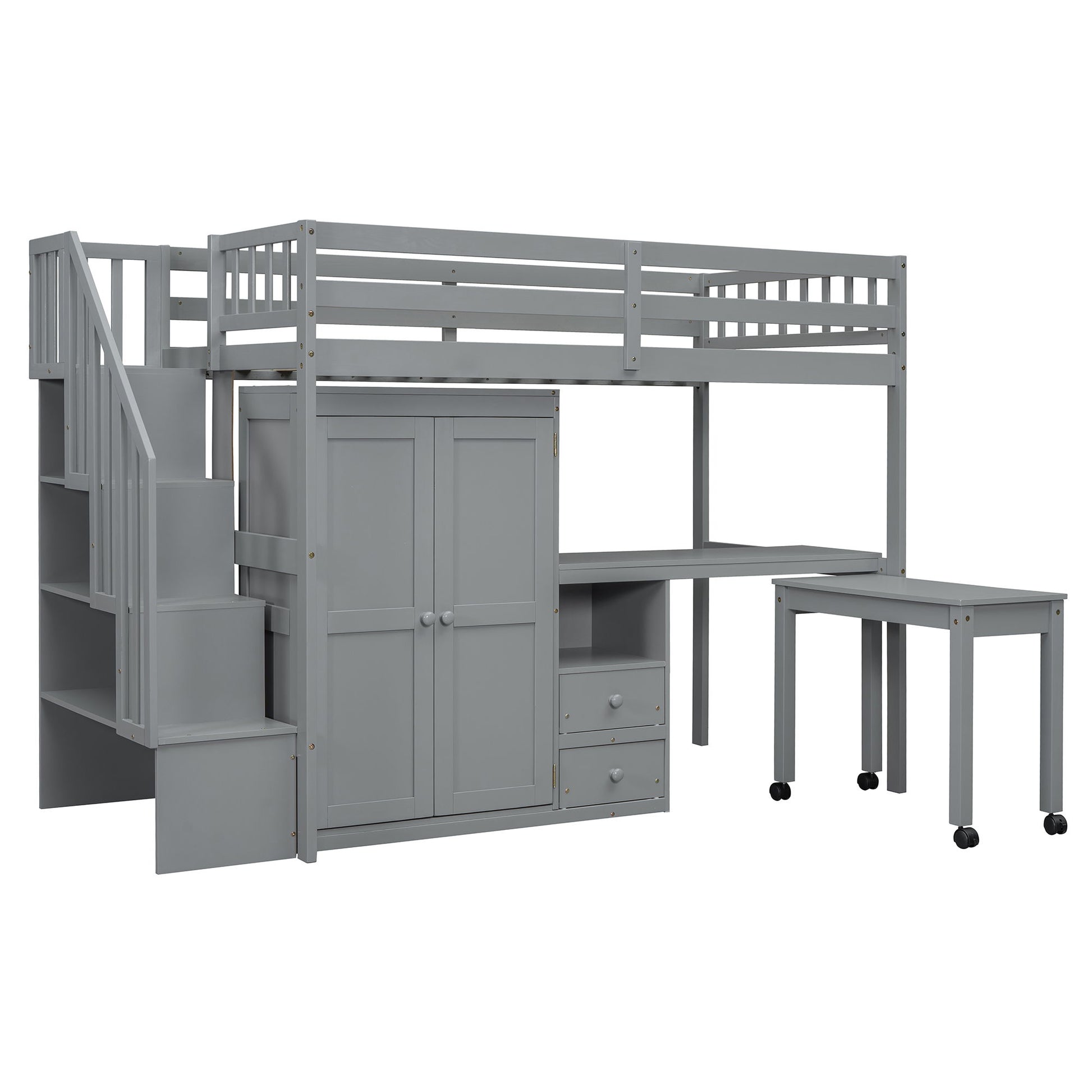 Loft Bed With Stairs, Bookshelf, Drawers, Desk & Wardrobe, Space Saving Multifunctional Furniture - The Sleep Loft - Online Mattress Showroom NYC