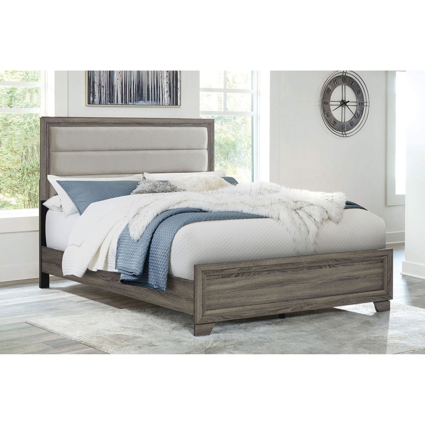 Funston - Queen Bed With Headboard - Brown Oak - The Sleep Loft - Online Mattress Showroom NYC