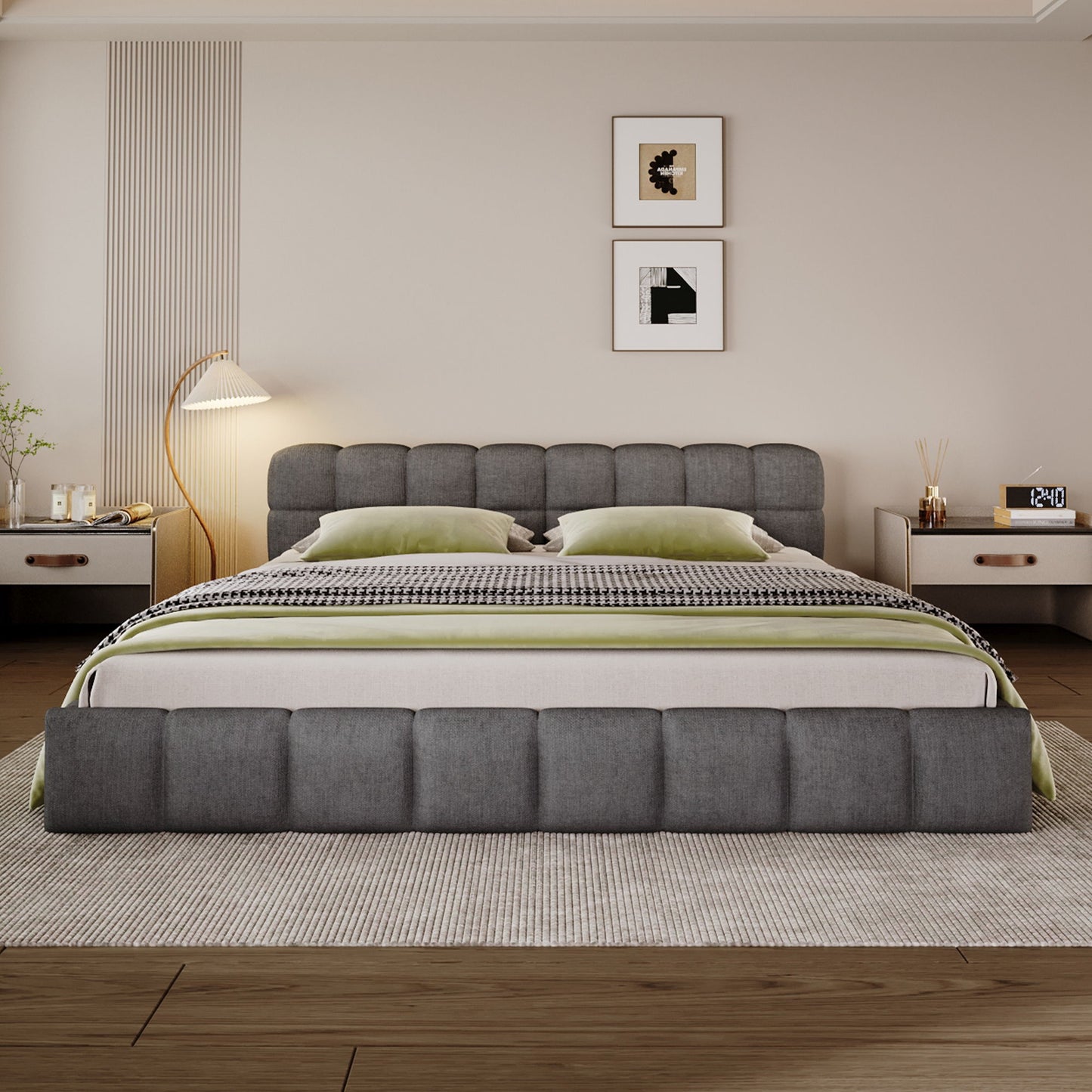 Elegant Upholstered Bed With Checkerboard Design - The Sleep Loft - Online Mattress Showroom NYC