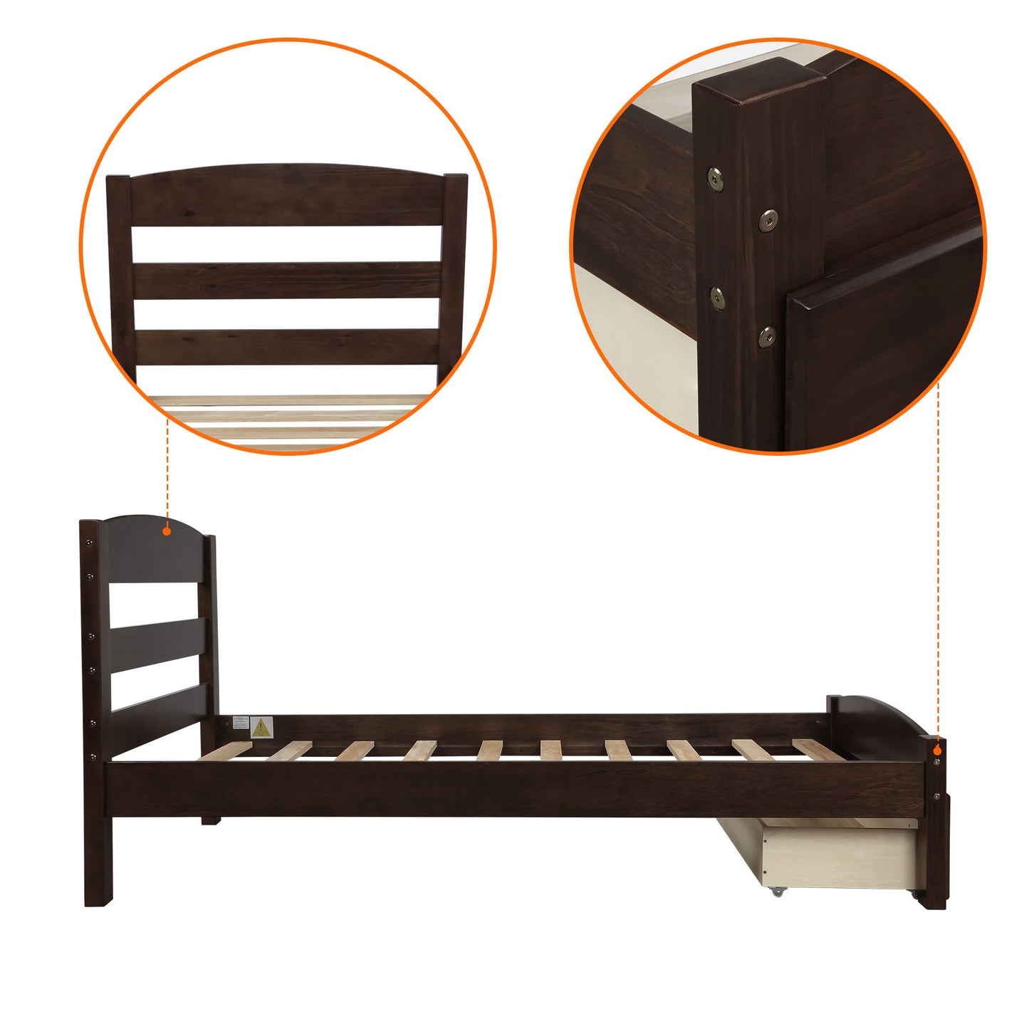 Platform Bed Frame With Storage Drawer And Wood Slat Support No Box Spring Needed - The Sleep Loft - Online Mattress Showroom NYC