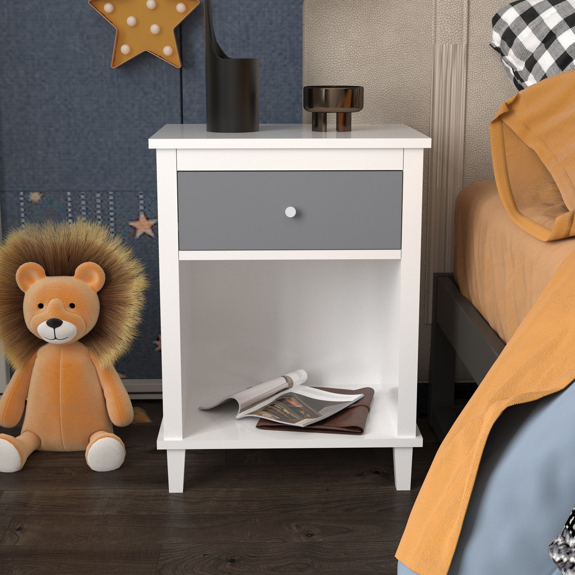 Nightstand With 1 Drawer 1 Shelf - The Sleep Loft - Online Mattress Showroom NYC