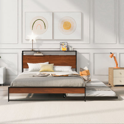 Platform Bed Frame With Trundle, USB Ports And Slat Support, No Box Spring Needed - The Sleep Loft - Online Mattress Showroom NYC