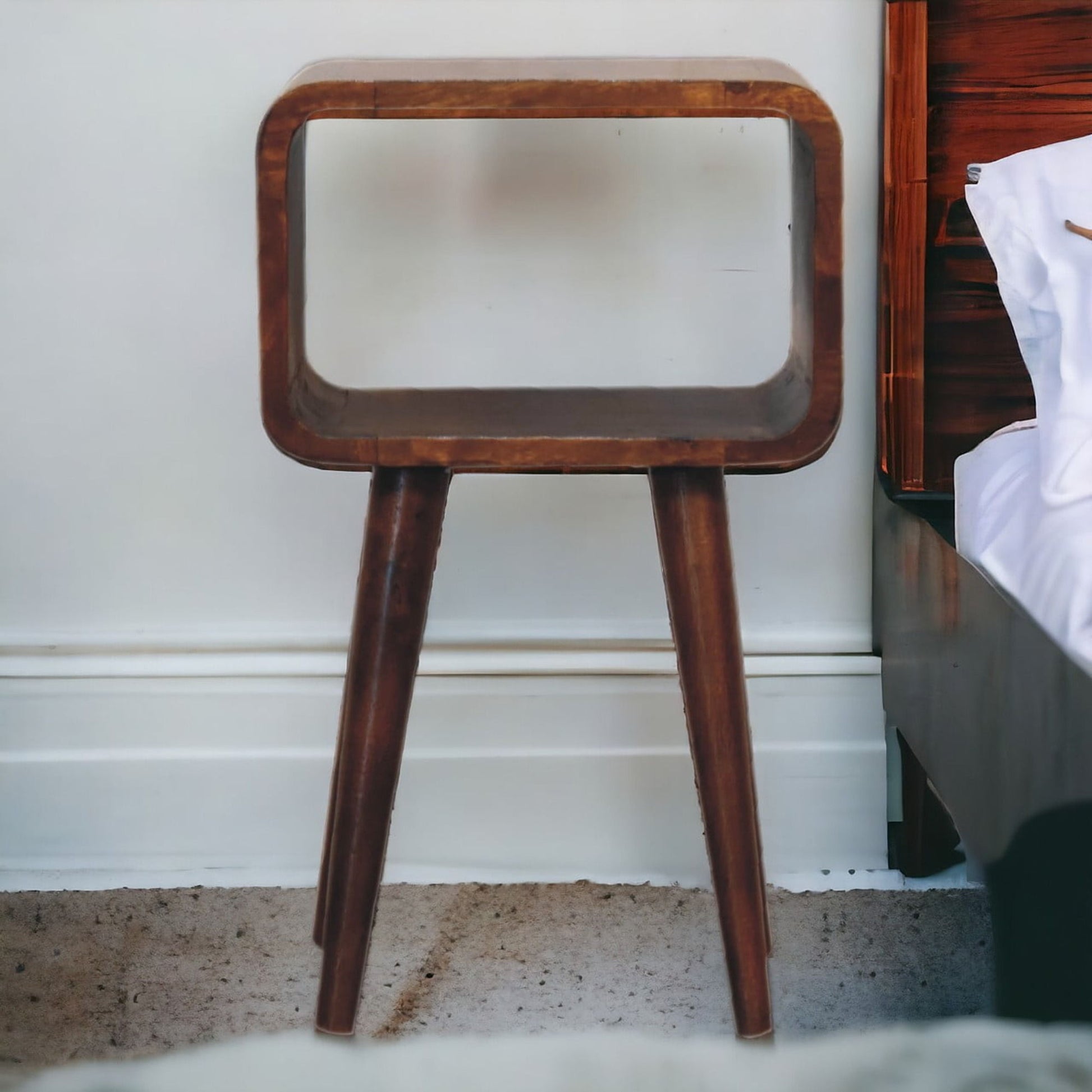 Minimalist Open Curved Nightstand - The Sleep Loft - Online Mattress Showroom NYC