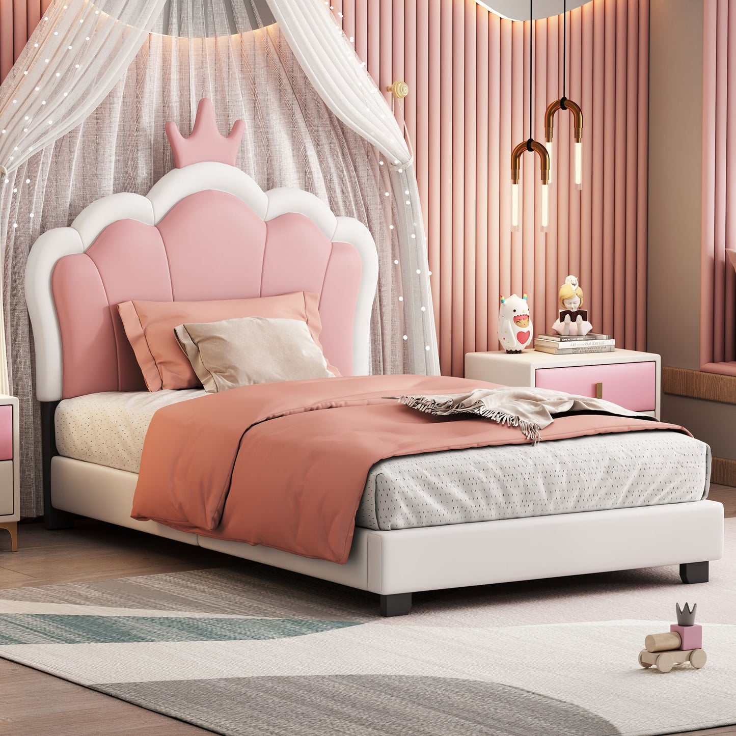 Upholstered Princess Platform Bed With Crown Headboard - The Sleep Loft - Online Mattress Showroom NYC