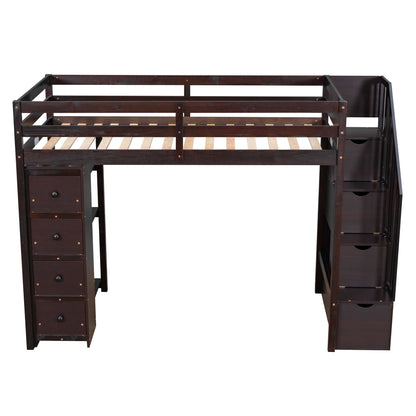 Loft Bed With Storage Drawers And Stairs With Shelves - The Sleep Loft - Online Mattress Showroom NYC
