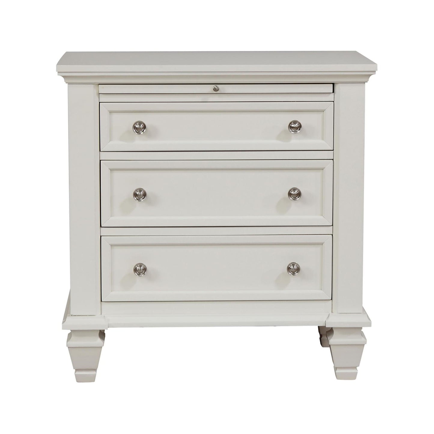 Cottage 3 Drawer Nightstand With Pull Out Tray - Cream White - The Sleep Loft - Online Mattress Showroom NYC