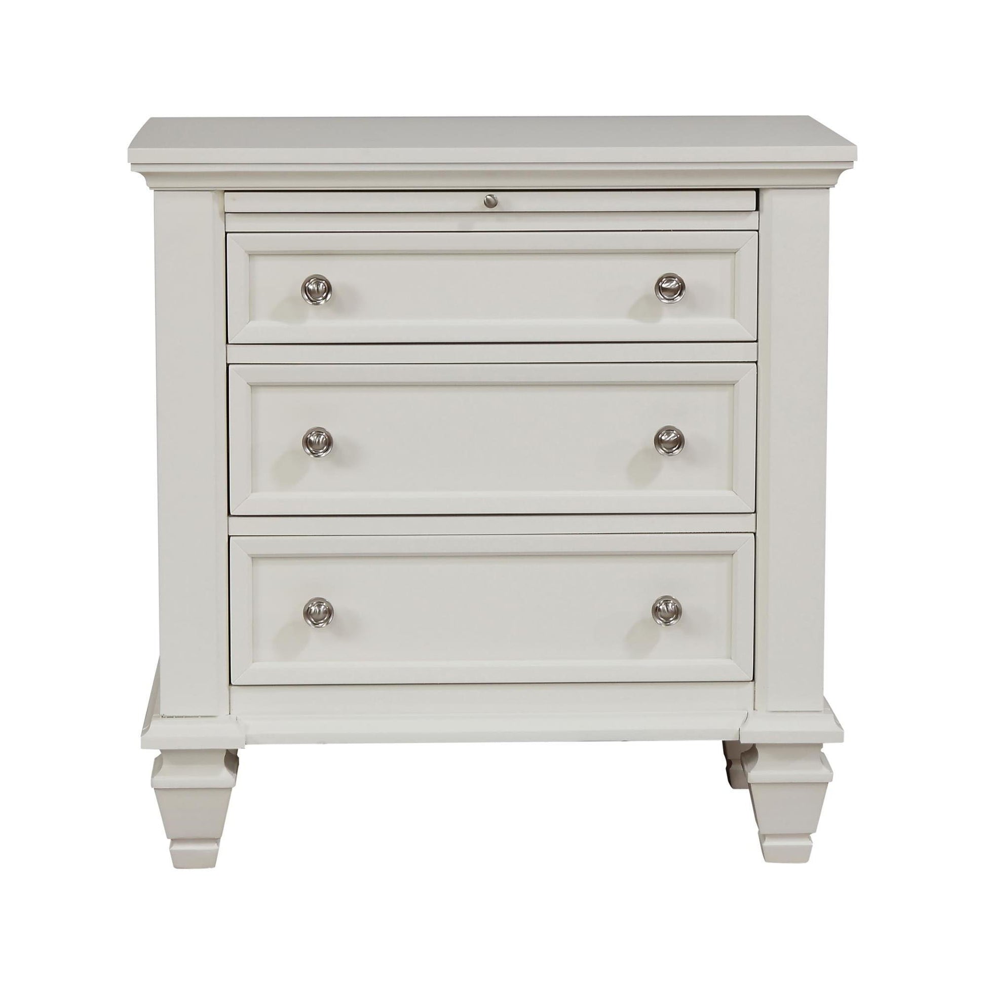 Cottage 3 Drawer Nightstand With Pull Out Tray - Cream White - The Sleep Loft - Online Mattress Showroom NYC