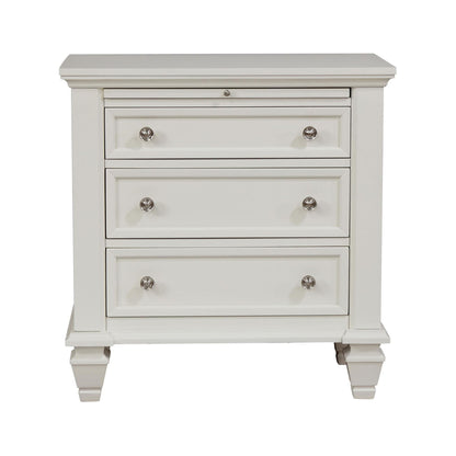 Cottage 3 Drawer Nightstand With Pull Out Tray - Cream White - The Sleep Loft - Online Mattress Showroom NYC