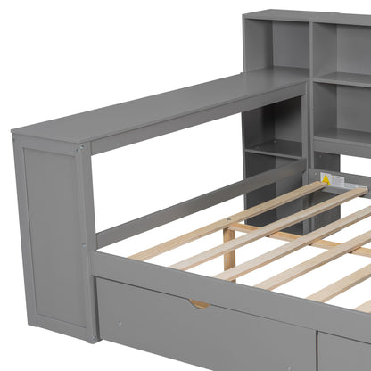 Platform Bed With Storage Shelves, Drawers, Charging Station, LED, Desk - The Sleep Loft - Online Mattress Showroom NYC