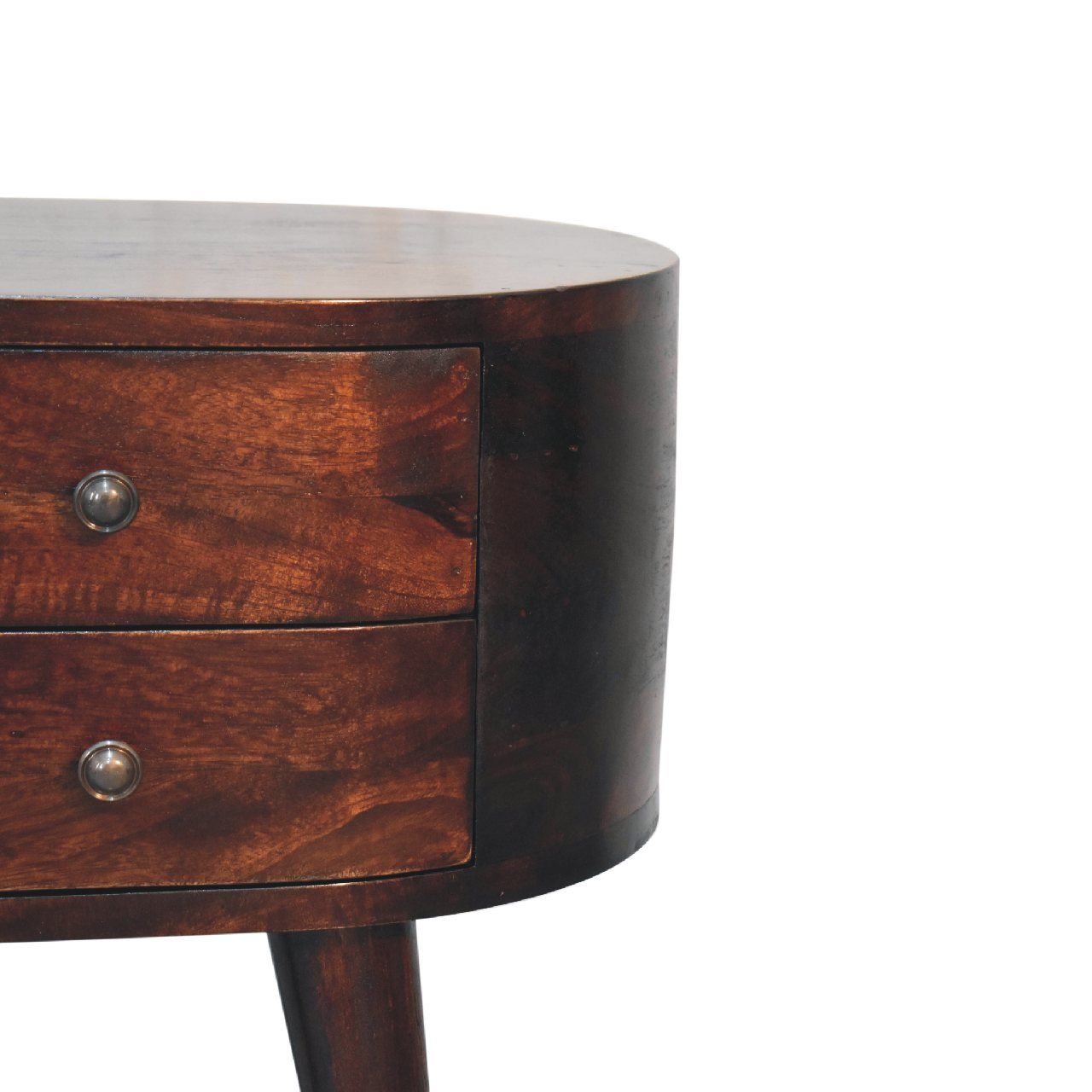 Rounded Bedside Table - Walnut - The Sleep Loft - Online Mattress Showroom NYC