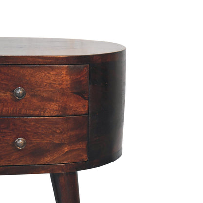 Rounded Bedside Table - Walnut - The Sleep Loft - Online Mattress Showroom NYC