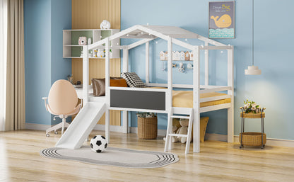 Loft House Bed With Ladder And Slide, With board And Light Strip On The Roof - The Sleep Loft - Online Mattress Showroom NYC