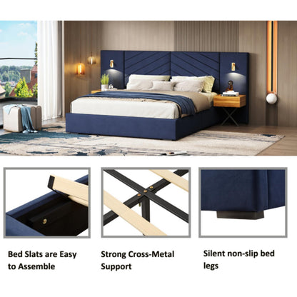 Upholstered Bed Frame With Vertical Channel Tufted Wingback Headboard - The Sleep Loft - Online Mattress Showroom NYC