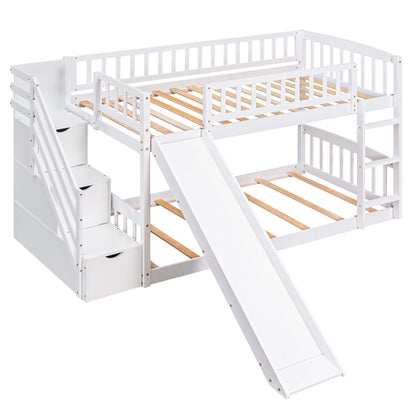Twin Over Twin Stairway Bunk Bed With Two Drawers And Slide - The Sleep Loft - Online Mattress Showroom NYC