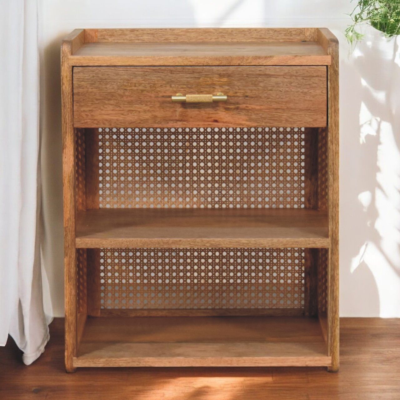 Larissa - T Bar Open Bedside Table - Oak - The Sleep Loft - Online Mattress Showroom NYC