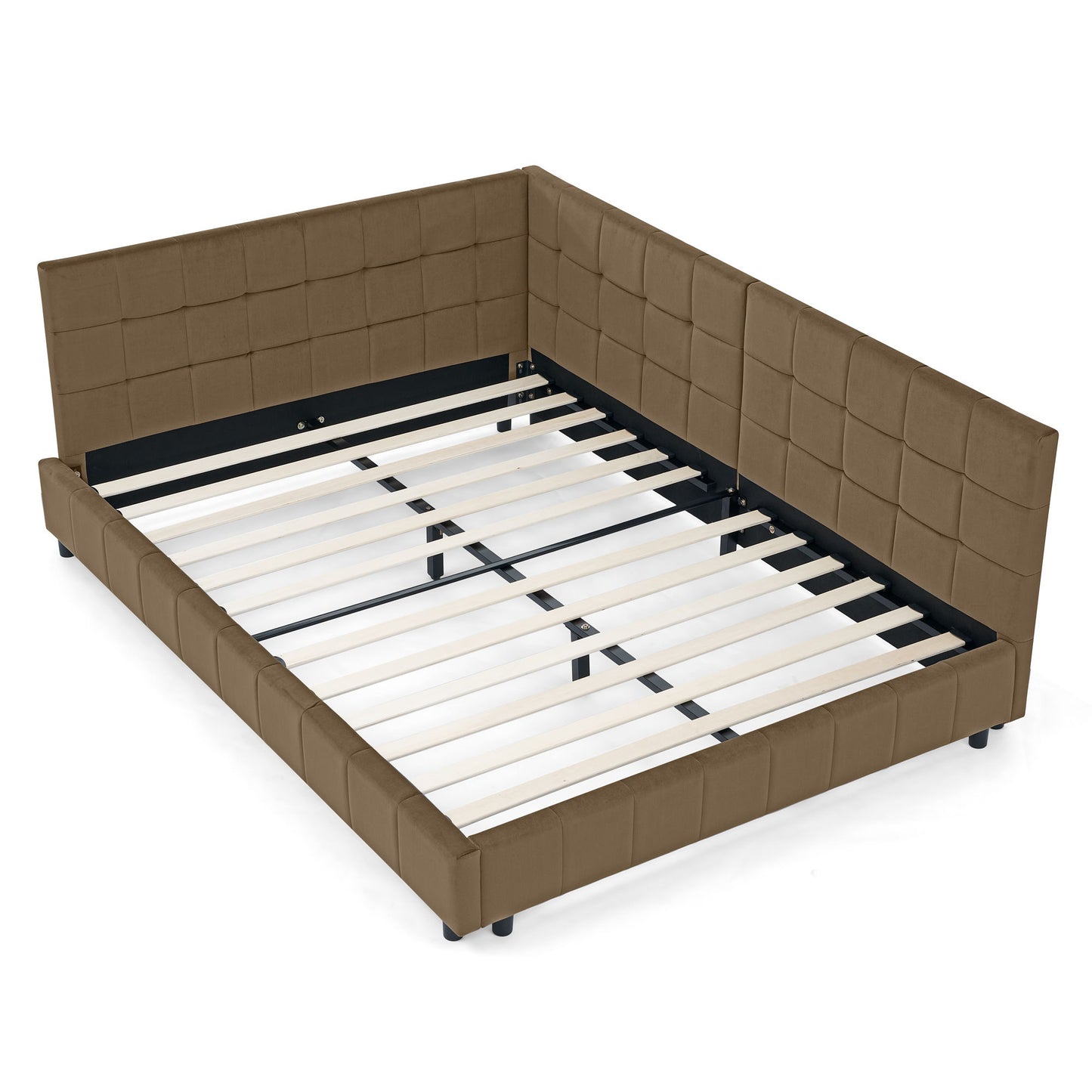 Upholstered Bed Frame With Tufted Backrest And Armrests - The Sleep Loft - Online Mattress Showroom NYC