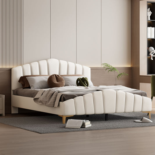 Platform Bed With Thick, Stylish Stripe Decorated Bedboard And Elegant Leg - The Sleep Loft - Online Mattress Showroom NYC
