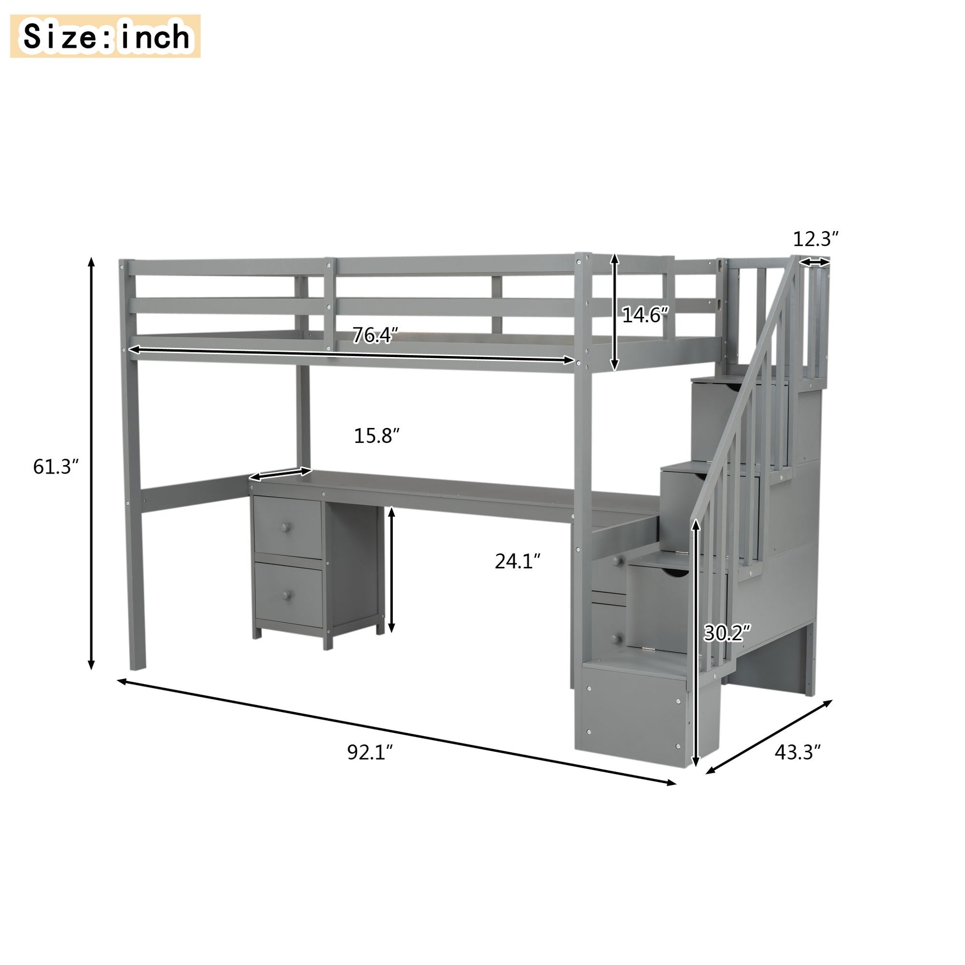 Loft Bed Frame With Built In Desk And Double Storage Drawers - The Sleep Loft - Online Mattress Showroom NYC