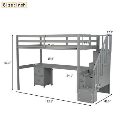 Loft Bed Frame With Built In Desk And Double Storage Drawers - The Sleep Loft - Online Mattress Showroom NYC
