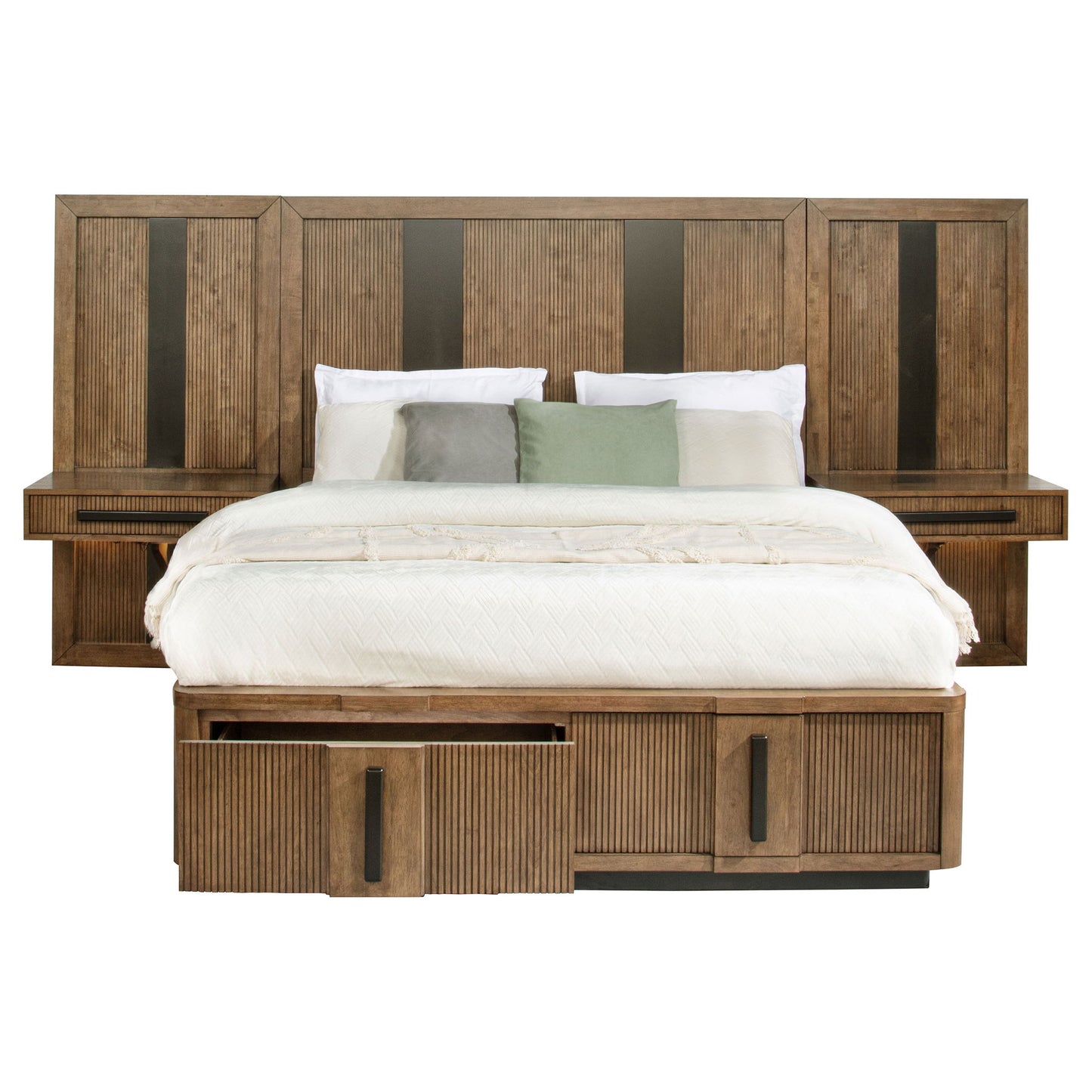 Moraga - Wall Panel Storage Bed With Nightstand Panels