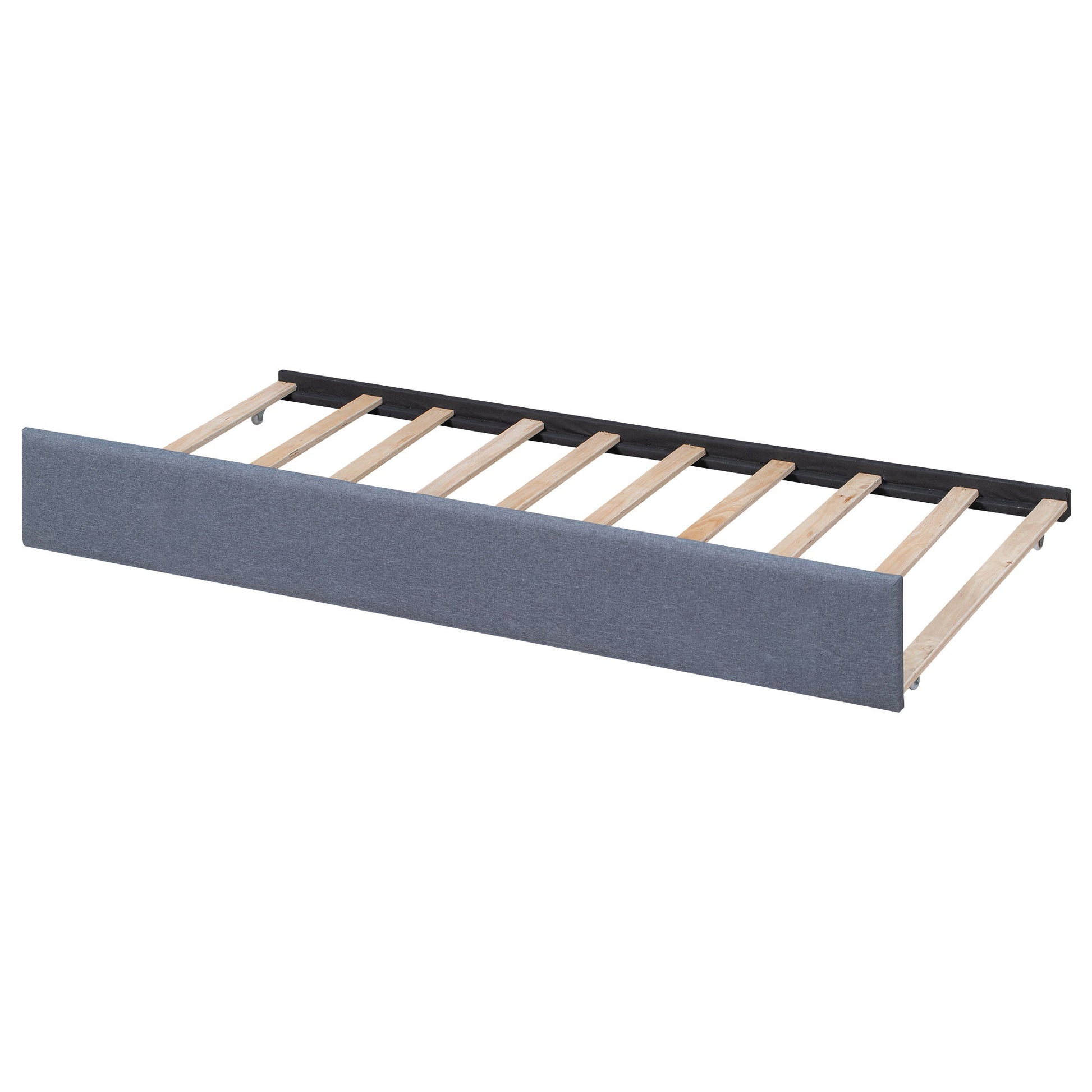 L Shaped Upholstered Platform Bed With Trundle And 2 Drawers Linked With Built In Desk - The Sleep Loft - Online Mattress Showroom NYC