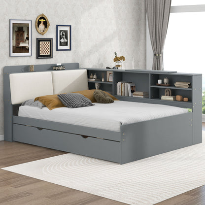 Platform Bed With Trundle, Shelves, And Storage Headboard - The Sleep Loft - Online Mattress Showroom NYC