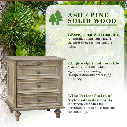 Farmhouse Nightstand With 4 Drawers