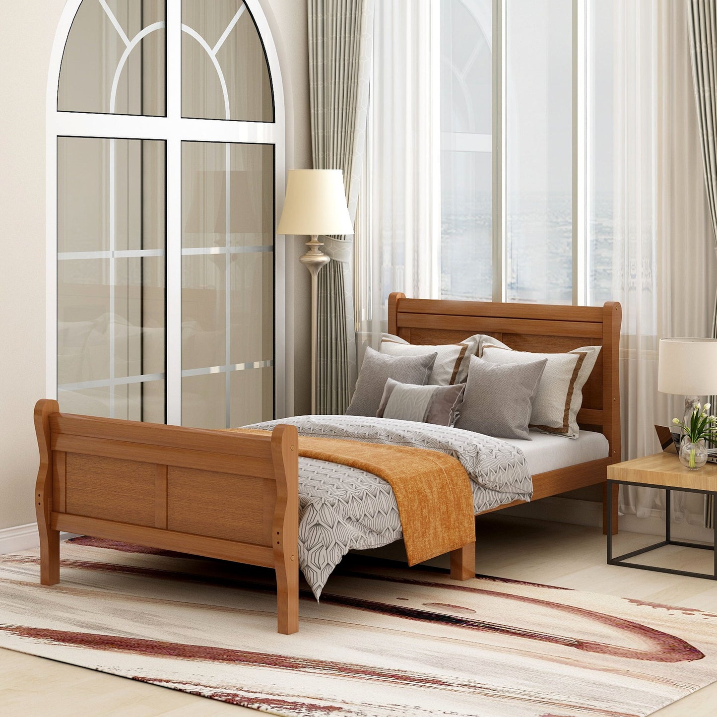 Platform Bed Frame Mattress Foundation Sleigh Bed With Headboard / Footboard / Wood Slat Suppor - The Sleep Loft - Online Mattress Showroom NYC
