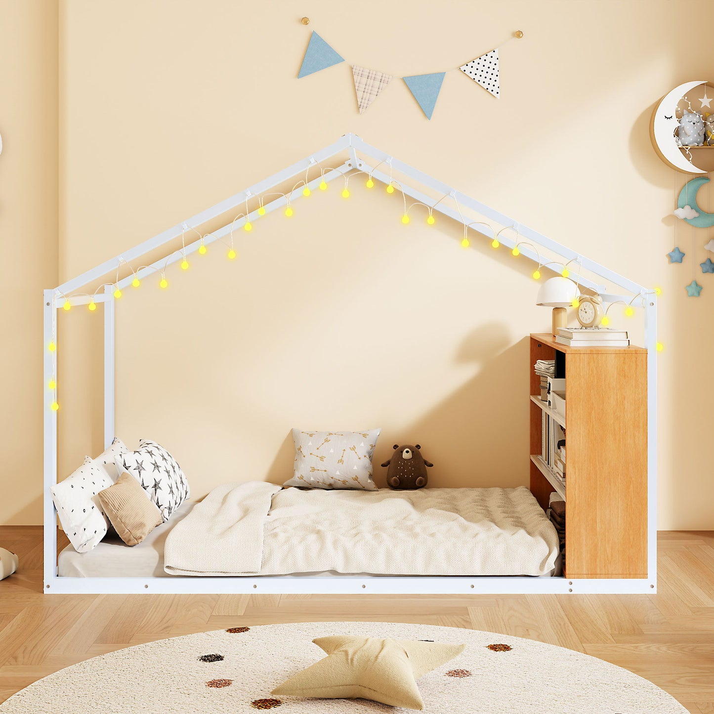 Bed House Frame With Shelves And Lights - The Sleep Loft - Online Mattress Showroom NYC