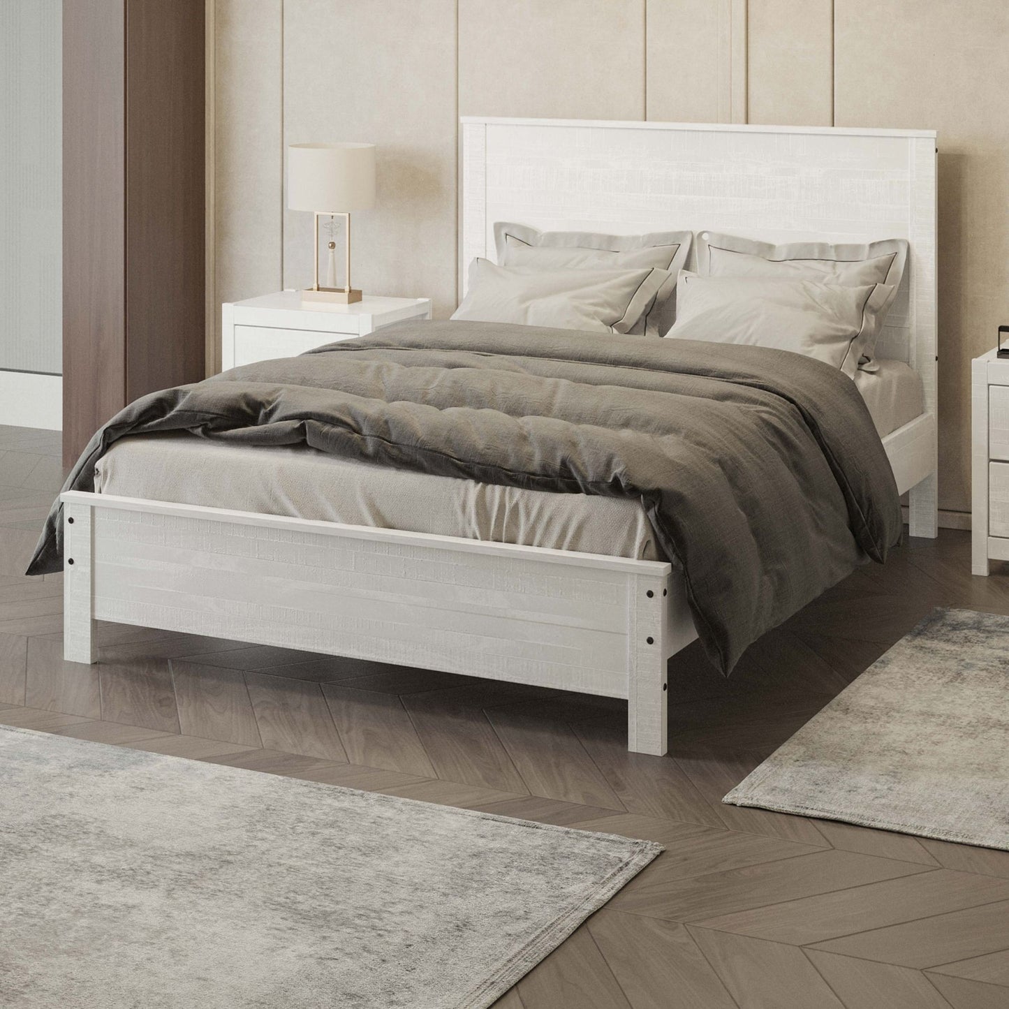 Albany - Bed Frame With Headboard, Heavy Duty Modern Rustic Design - The Sleep Loft - Online Mattress Showroom NYC