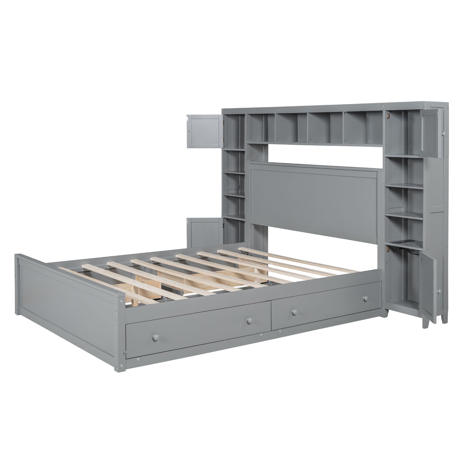 Bed With All In One Cabinet, Shelf And Sockets - The Sleep Loft - Online Mattress Showroom NYC