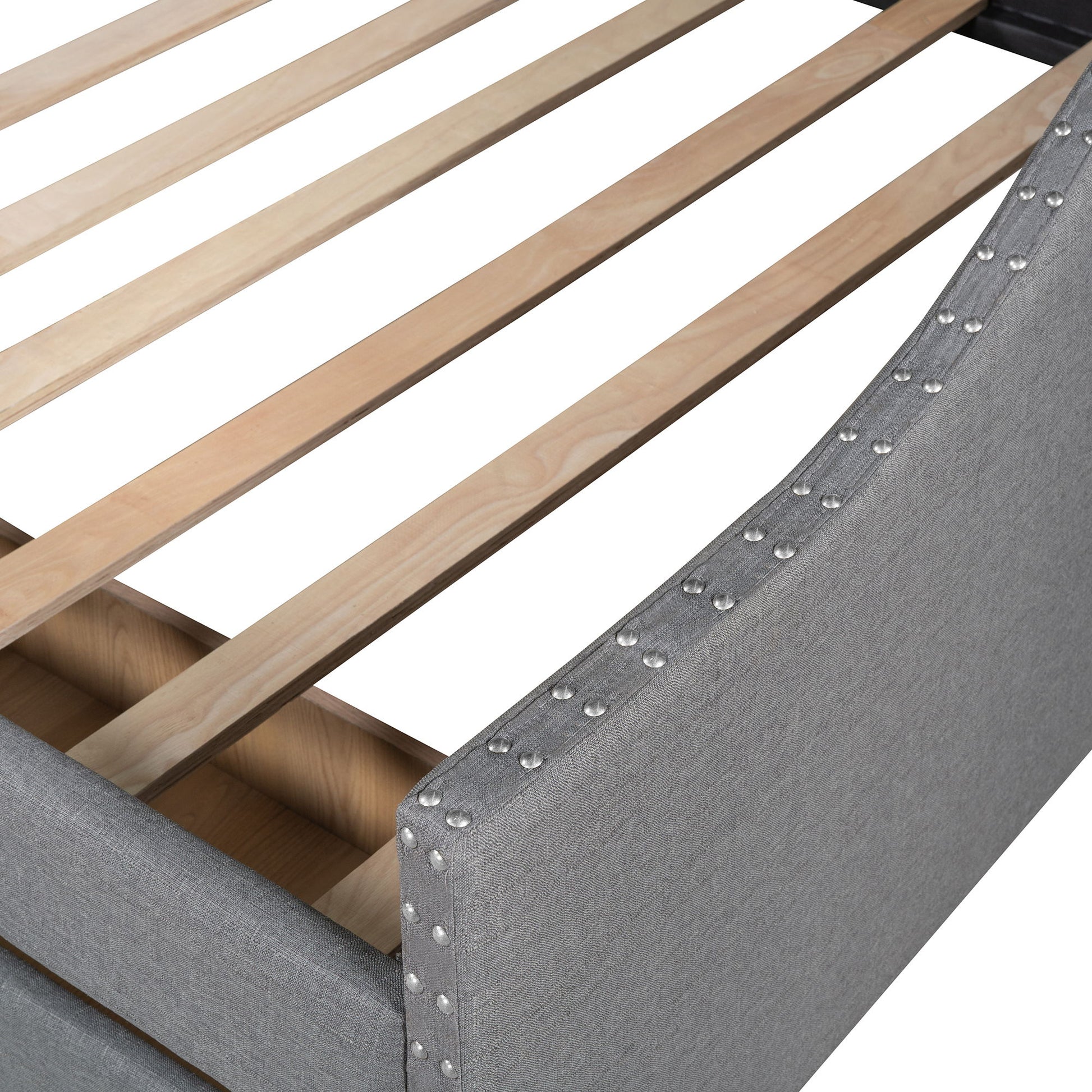Upholstered Daybed With Two Drawers, Wood Slat Support - The Sleep Loft - Online Mattress Showroom NYC