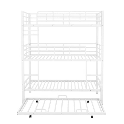 Triple Bunk Bed With Trundle, Heavy Duty Steel Construction - The Sleep Loft - Online Mattress Showroom NYC