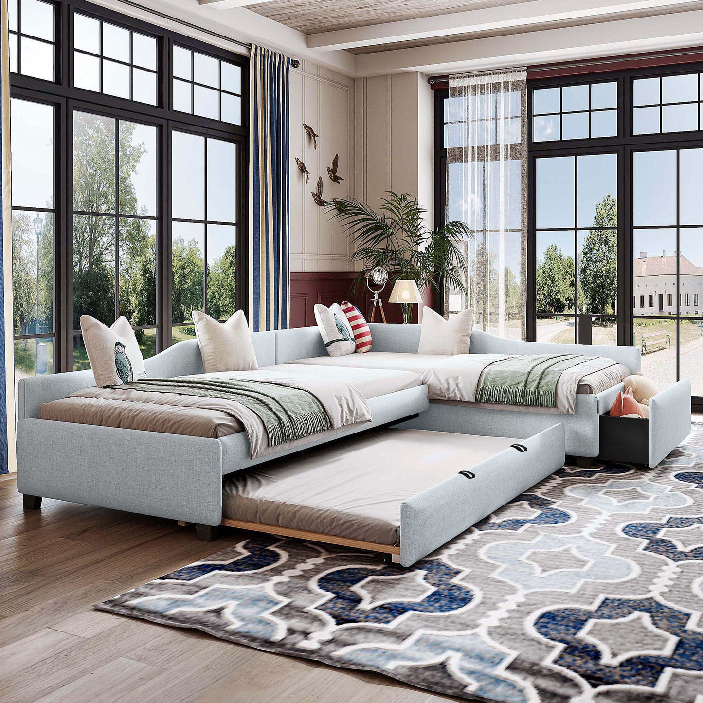 Upholstered Double Daybed With Trundle And Drawer - The Sleep Loft - Online Mattress Showroom NYC
