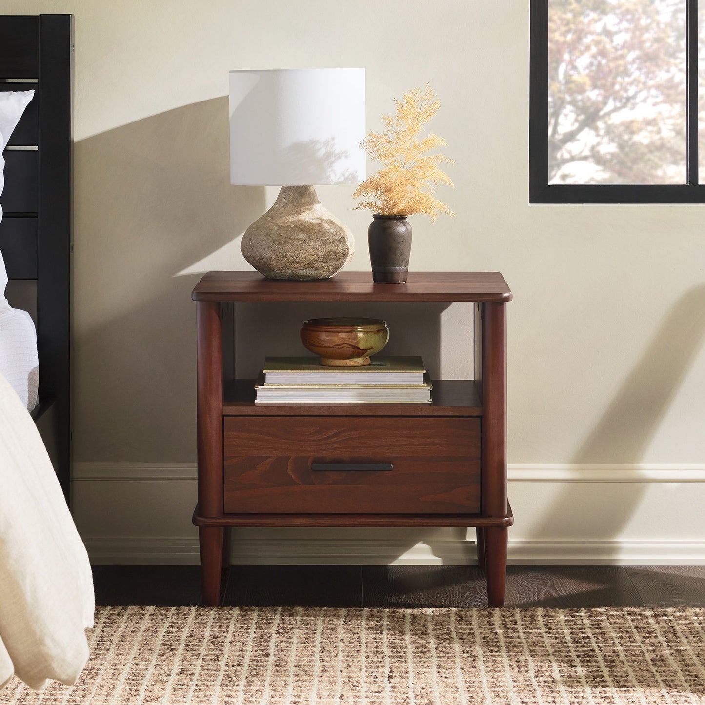Transitional Solid Wood Spindle Nightstand - The Sleep Loft - Online Mattress Showroom NYC