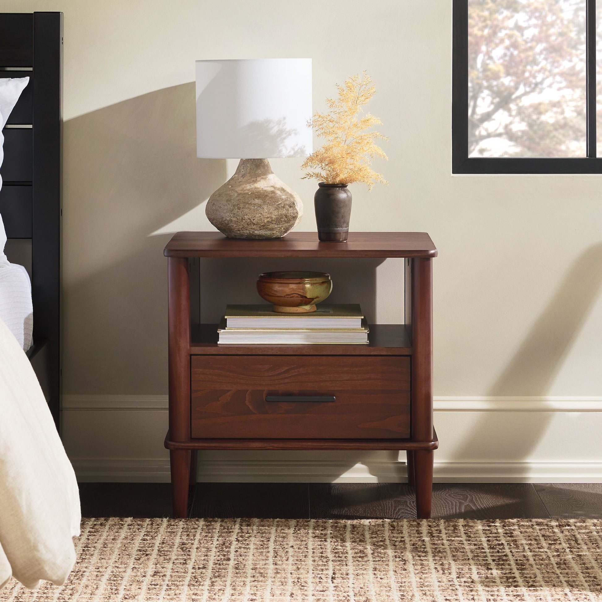 Transitional Solid Wood Spindle Nightstand - The Sleep Loft - Online Mattress Showroom NYC