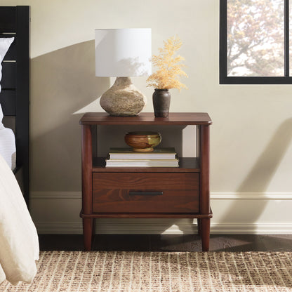 Transitional Solid Wood Spindle Nightstand - The Sleep Loft - Online Mattress Showroom NYC