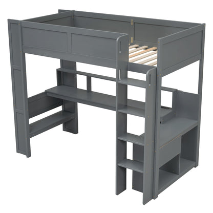 Gaming Loft Bed With Desk, Multi Storage Shelves, LED And Charging Station - The Sleep Loft - Online Mattress Showroom NYC