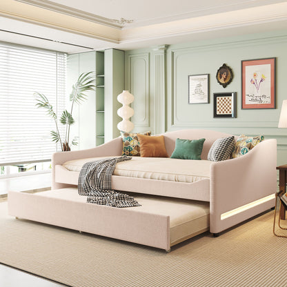 Upholstered Daybed With Light And Trundle - The Sleep Loft - Online Mattress Showroom NYC