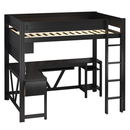 Gaming Loft Bed With Desk, Storage Shelves, LED And Charging Station - The Sleep Loft - Online Mattress Showroom NYC
