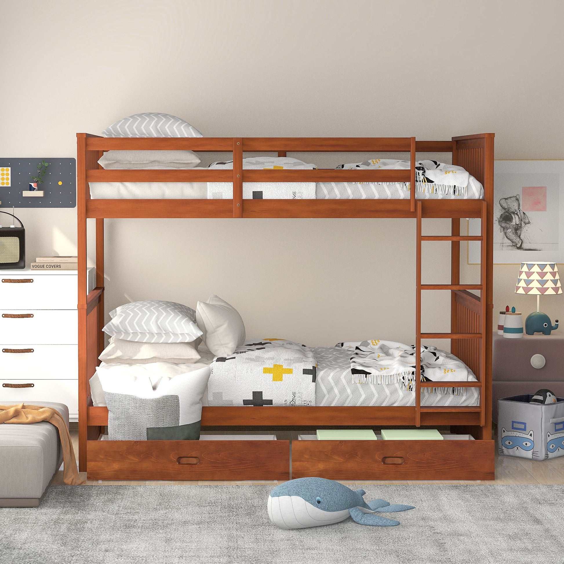 Bunk Bed With Ladders And 2 Storage Drawers - The Sleep Loft - Online Mattress Showroom NYC