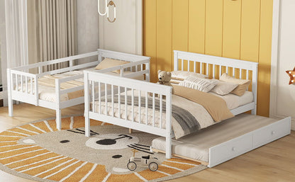 Bunk Bed With Twin Size Trundle, Storage And Guard Rail For Bedroom - The Sleep Loft - Online Mattress Showroom NYC