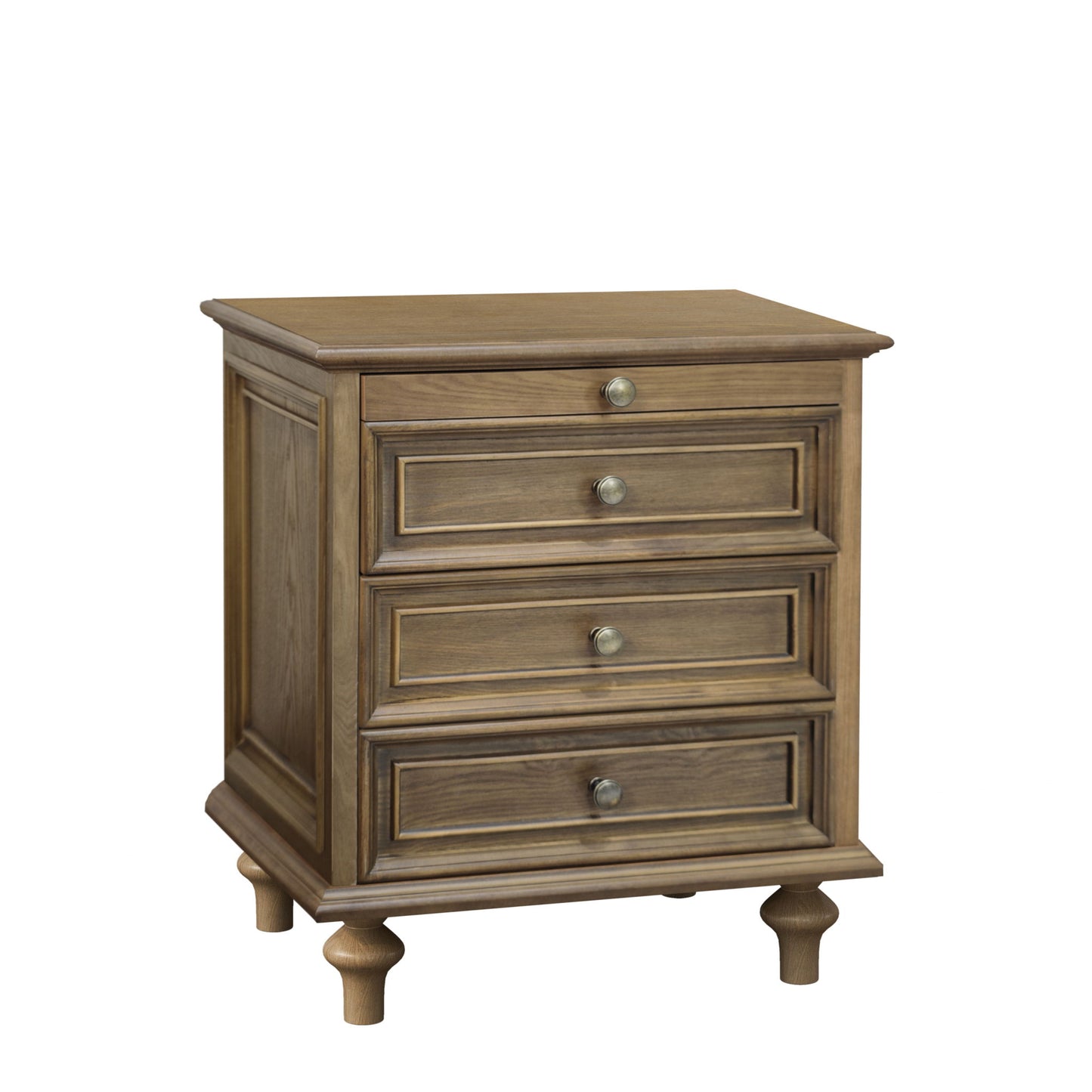 Nightstand With 4 Drawers With Hidden Pull Out Shelf - Light Brown
