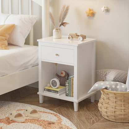 Nightstand & 1 Drawer And 1 Shelf - White - The Sleep Loft - Online Mattress Showroom NYC
