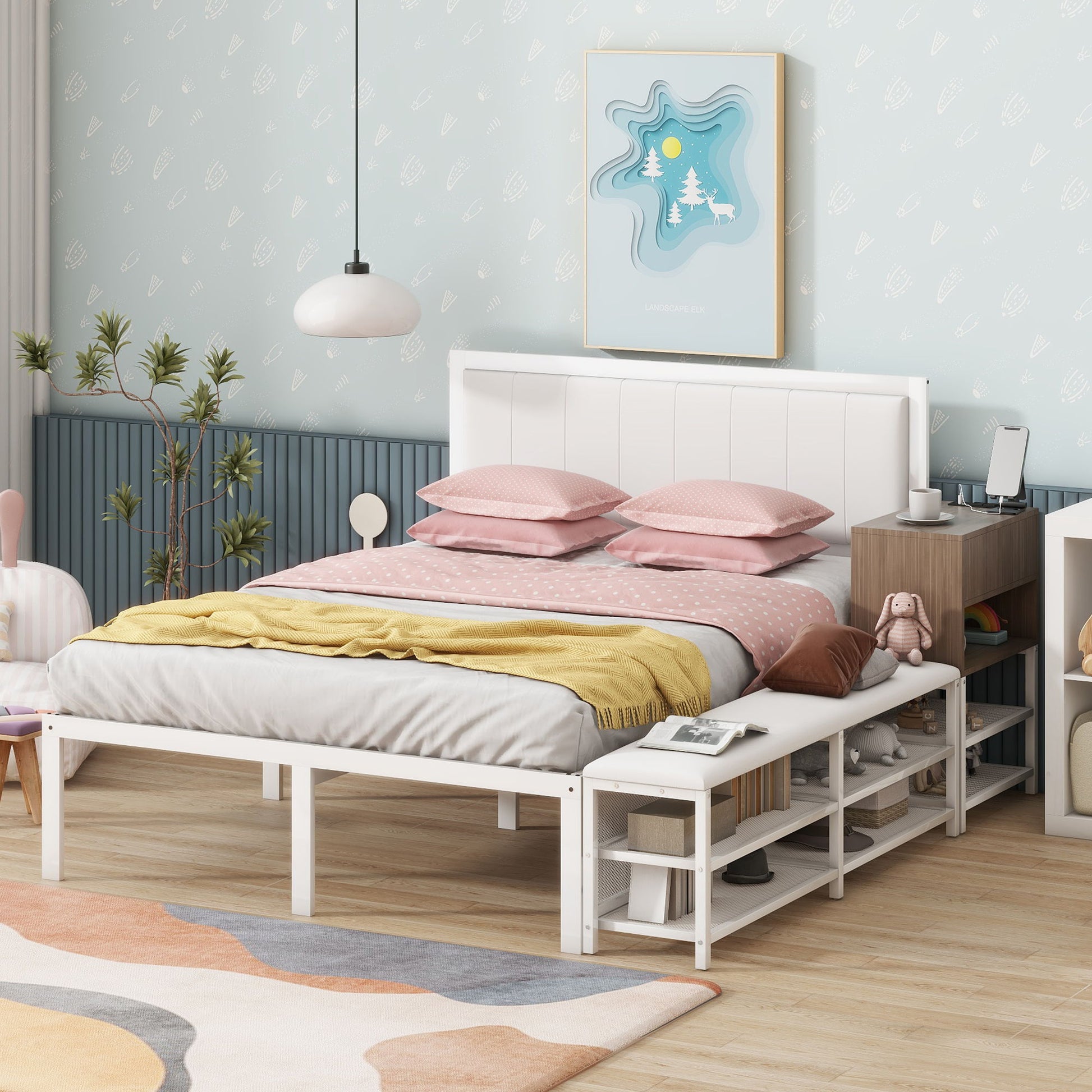Platform Bed With 2 Tier Storage Shelves, Storage Cabinet - The Sleep Loft - Online Mattress Showroom NYC