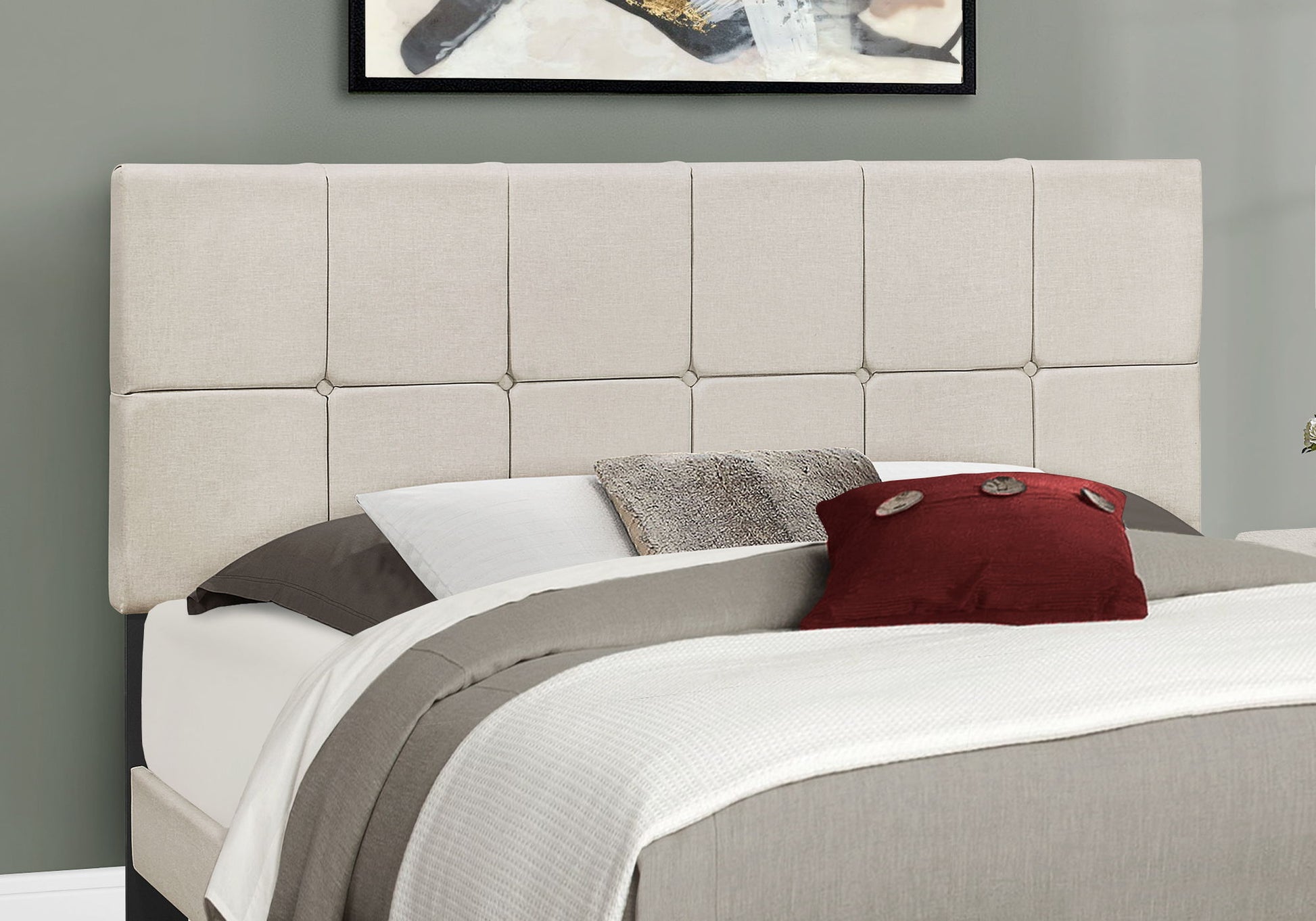 Queen Size Bed, Upholstered, Transitional - Beige - The Sleep Loft - Online Mattress Showroom NYC