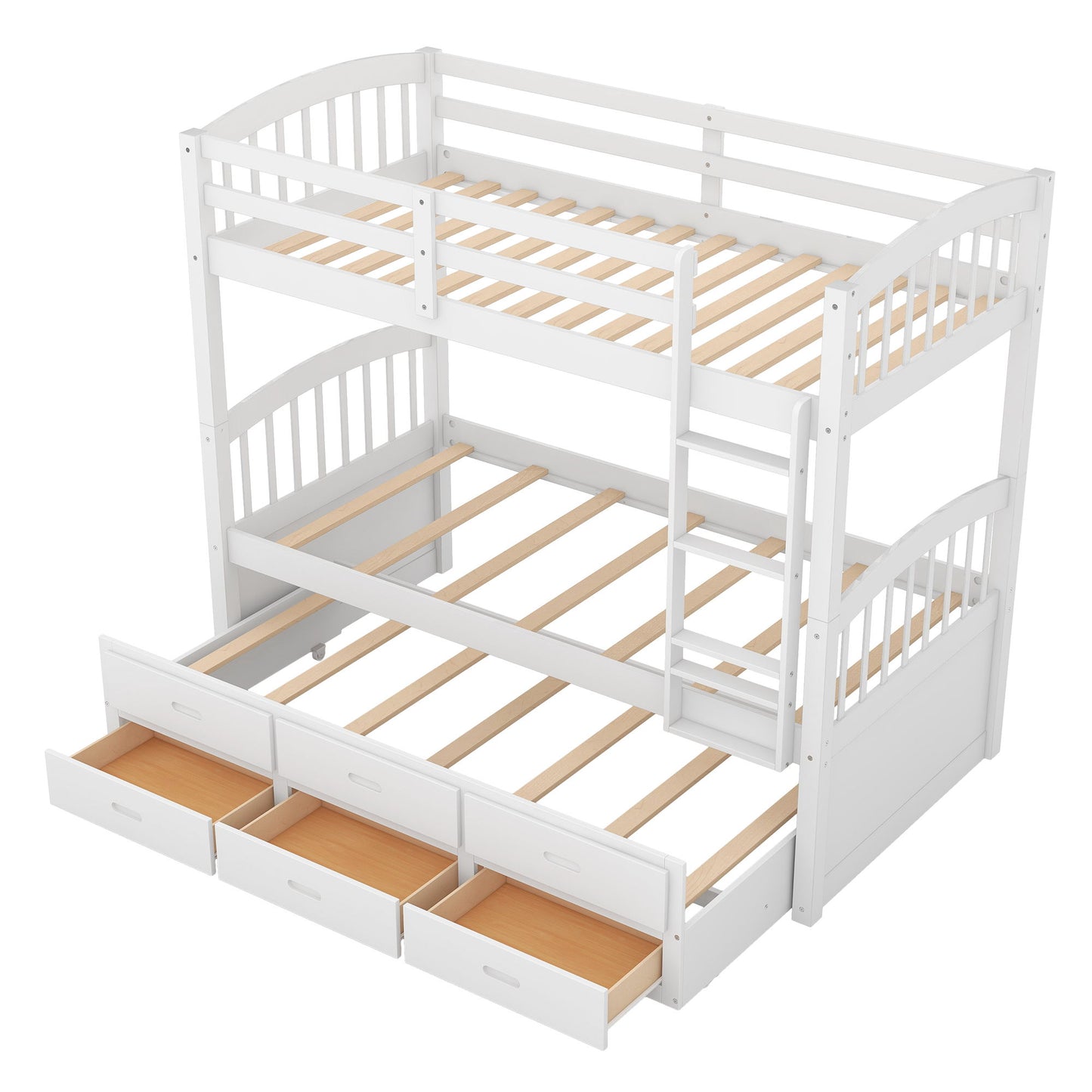 Bunk Bed With Trundle And Drawers, Arched Headboard And Footboard - The Sleep Loft - Online Mattress Showroom NYC