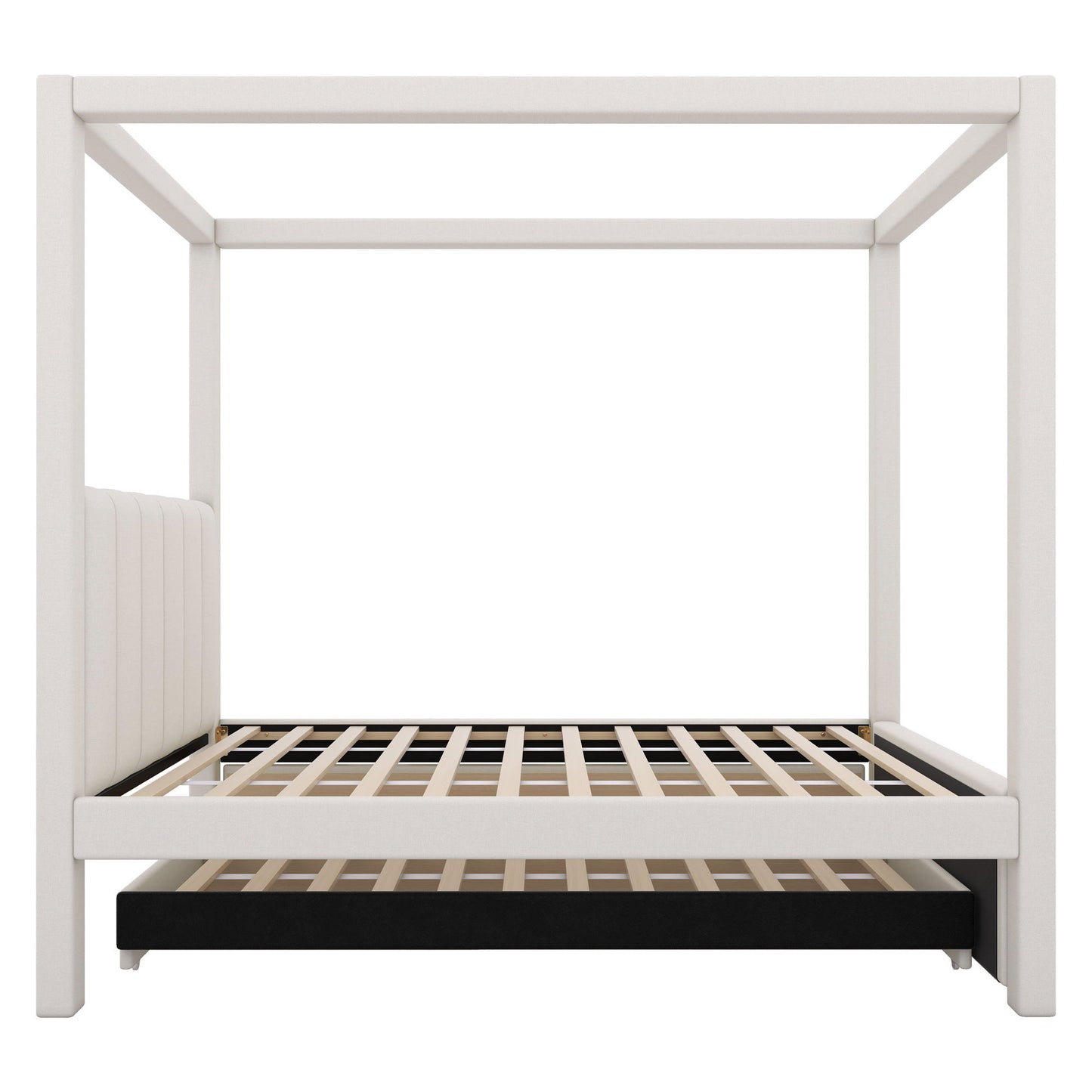 Upholstery Canopy Platform Bed With Trundle And Three Storage Drawers - The Sleep Loft - Online Mattress Showroom NYC