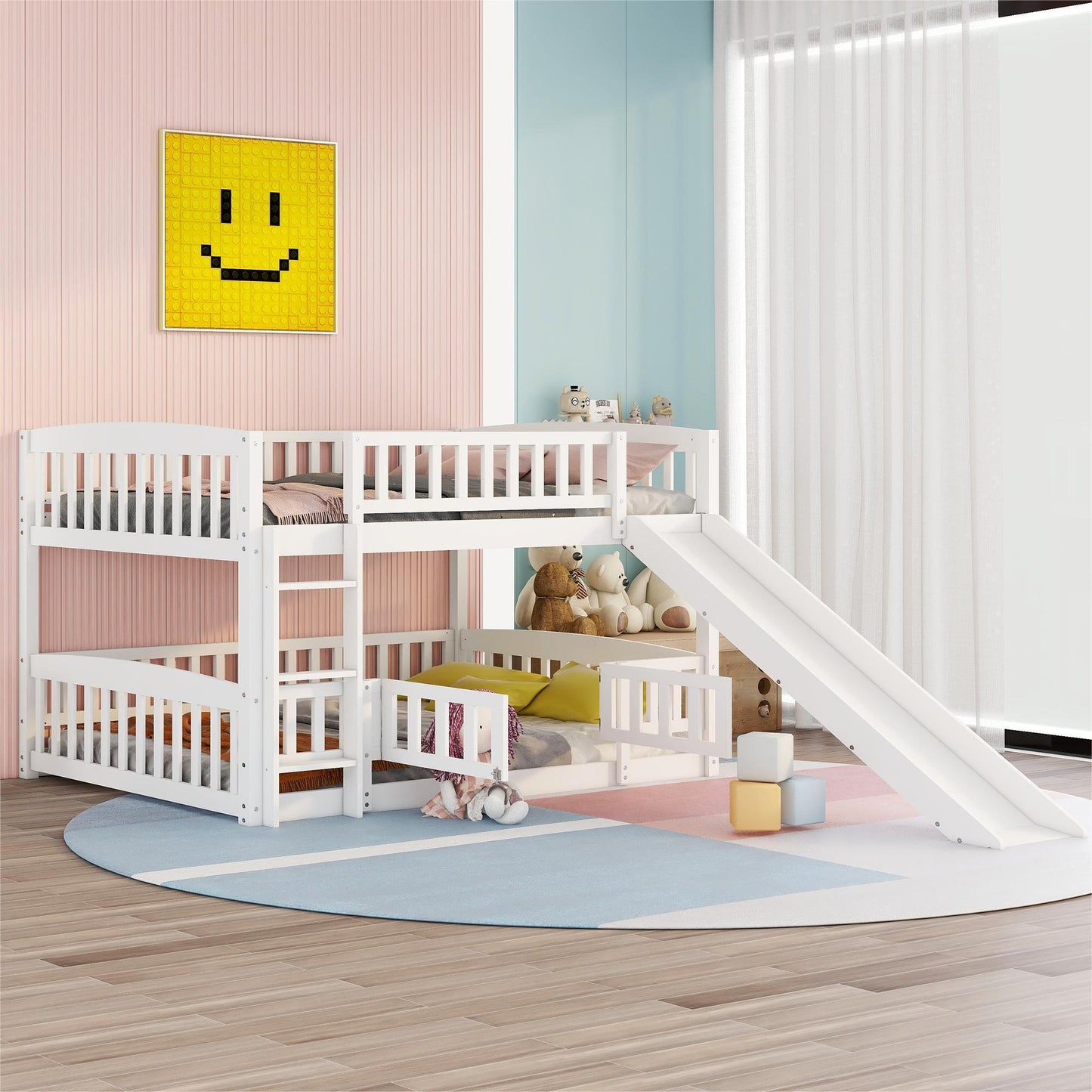 Low Bunk Bed With Slide, Fence And Ladder - The Sleep Loft - Online Mattress Showroom NYC