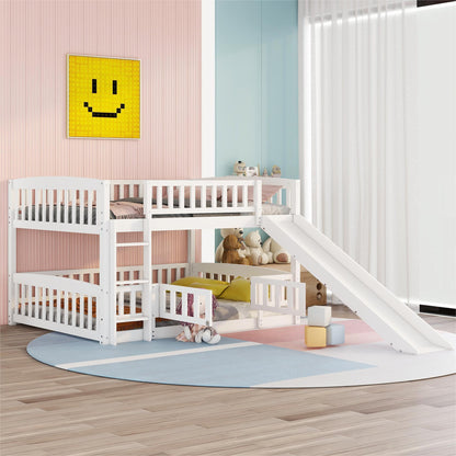 Low Bunk Bed With Slide, Fence And Ladder - The Sleep Loft - Online Mattress Showroom NYC